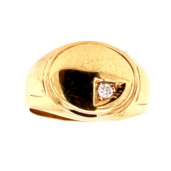 Pre Owned 9ct Diamond Set Signet Ring ZP123